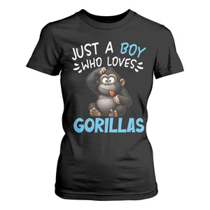Funny Gorilla Lover Gift T Shirt For Women Just A Boy Who Loves Gorillas TS12 Black Print Your Wear