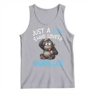 Funny Gorilla Lover Gift Tank Top Just A Boy Who Loves Gorillas TS12 Athletic Heather Print Your Wear