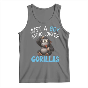Funny Gorilla Lover Gift Tank Top Just A Boy Who Loves Gorillas TS12 Black Heather Print Your Wear