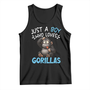 Funny Gorilla Lover Gift Tank Top Just A Boy Who Loves Gorillas TS12 Black Print Your Wear