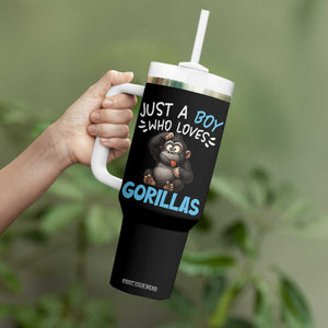 Funny Gorilla Lover Gift Tumbler With Handle Just A Boy Who Loves Gorillas TS12 Print Your Wear