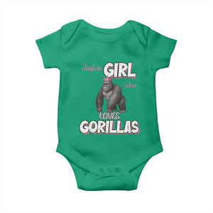 Gorilla Lover Gift Baby Onesie Just A Girl Who Loves Gorillas TS12 Irish Green Print Your Wear