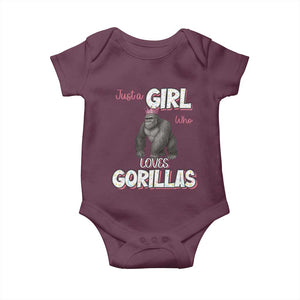 Gorilla Lover Gift Baby Onesie Just A Girl Who Loves Gorillas TS12 Maroon Print Your Wear