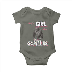 Gorilla Lover Gift Baby Onesie Just A Girl Who Loves Gorillas TS12 Military Green Print Your Wear