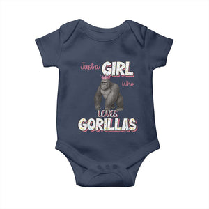 Gorilla Lover Gift Baby Onesie Just A Girl Who Loves Gorillas TS12 Navy Print Your Wear