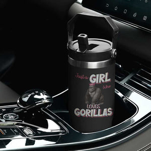 Gorilla Lover Gift Flip Straw Tumbler Just A Girl Who Loves Gorillas TS12 Print Your Wear
