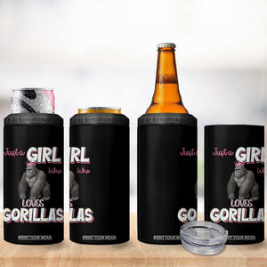 Gorilla Lover Gift 4 in 1 Can Cooler Tumbler Just A Girl Who Loves Gorillas TS12 Print Your Wear