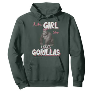 Gorilla Lover Gift Hoodie Just A Girl Who Loves Gorillas TS12 Dark Forest Green Print Your Wear