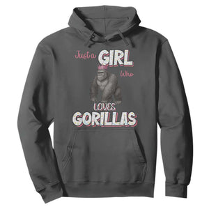 Gorilla Lover Gift Hoodie Just A Girl Who Loves Gorillas TS12 Dark Heather Print Your Wear