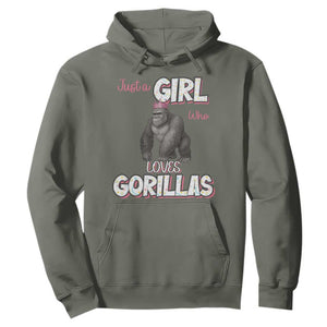 Gorilla Lover Gift Hoodie Just A Girl Who Loves Gorillas TS12 Military Green Print Your Wear