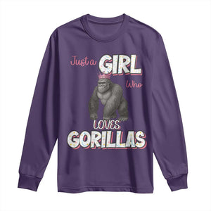 Gorilla Lover Gift Long Sleeve Shirt Just A Girl Who Loves Gorillas TS12 Purple Print Your Wear