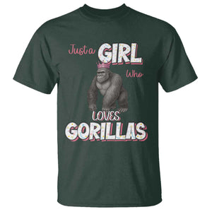 Gorilla Lover Gift T Shirt Just A Girl Who Loves Gorillas TS12 Dark Forest Green Print Your Wear