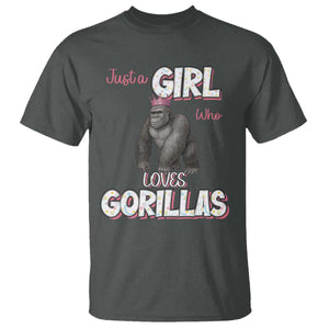 Gorilla Lover Gift T Shirt Just A Girl Who Loves Gorillas TS12 Dark Heather Print Your Wear