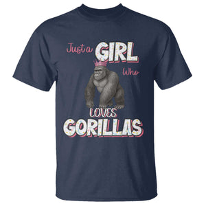 Gorilla Lover Gift T Shirt Just A Girl Who Loves Gorillas TS12 Navy Print Your Wear