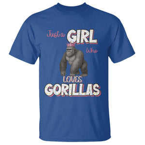 Gorilla Lover Gift T Shirt Just A Girl Who Loves Gorillas TS12 Royal Blue Print Your Wear