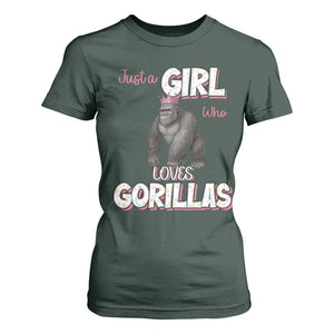 Gorilla Lover Gift T Shirt For Women Just A Girl Who Loves Gorillas TS12 Dark Forest Green Print Your Wear