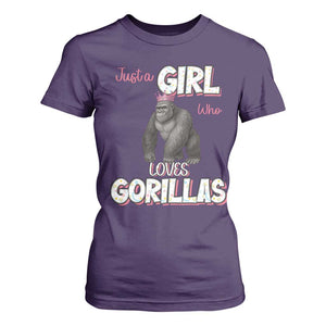 Gorilla Lover Gift T Shirt For Women Just A Girl Who Loves Gorillas TS12 Purple Print Your Wear