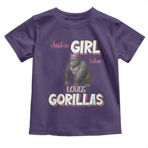 Gorilla Lover Gift Toddler T Shirt Just A Girl Who Loves Gorillas TS12 Purple Print Your Wear