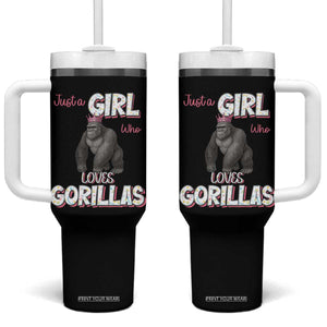 Gorilla Lover Gift Tumbler With Handle Just A Girl Who Loves Gorillas TS12 One Size: 40 oz Black Print Your Wear