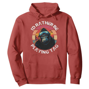 Funny Gorilla Lover Hoodie Id Rather Be Playing Tag VR Game TS12 Red Print Your Wear