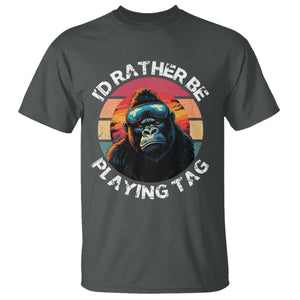 Funny Gorilla Lover T Shirt Id Rather Be Playing Tag VR Game TS12 Dark Heather Print Your Wear