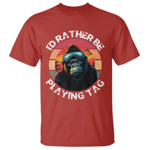 Funny Gorilla Lover T Shirt Id Rather Be Playing Tag VR Game TS12 Red Print Your Wear