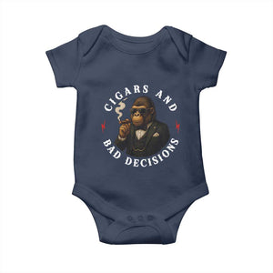 Cigars And Bad Decisions Baby Onesie Funny Gorilla Gift TS12 Navy Print Your Wear