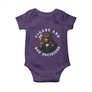Cigars And Bad Decisions Baby Onesie Funny Gorilla Gift TS12 Purple Print Your Wear