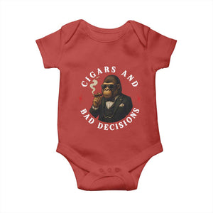 Cigars And Bad Decisions Baby Onesie Funny Gorilla Gift TS12 Red Print Your Wear