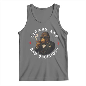 Cigars And Bad Decisions Tank Top Funny Gorilla Gift TS12 Black Heather Print Your Wear