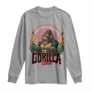 Fitness Lover Gift Long Sleeve Shirt Gorilla Mode TS12 Sport Gray Print Your Wear