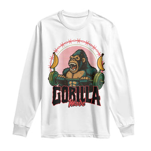 Fitness Lover Gift Long Sleeve Shirt Gorilla Mode TS12 White Print Your Wear