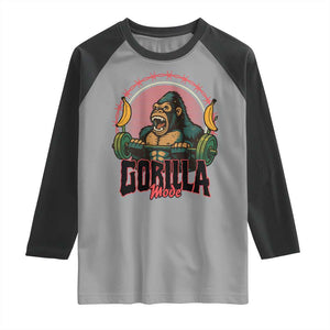 Fitness Lover Gift Raglan Shirt Gorilla Mode TS12 Sport Gray Black Print Your Wear