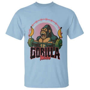 Fitness Lover Gift T Shirt Gorilla Mode TS12 Light Blue Print Your Wear
