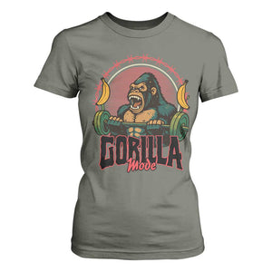 Fitness Lover Gift T Shirt For Women Gorilla Mode TS12 Military Green Print Your Wear