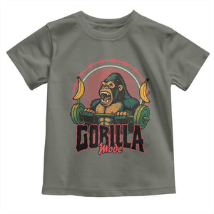 Fitness Lover Gift Toddler T Shirt Gorilla Mode TS12 Military Green Print Your Wear