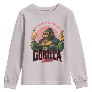 Fitness Lover Gift Youth Sweatshirt Gorilla Mode TS12 Ice Gray Print Your Wear