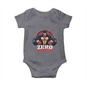 Zero Excuses Baby Onesie Gorilla Fitness Lover Gift TS12 Charcoal Print Your Wear