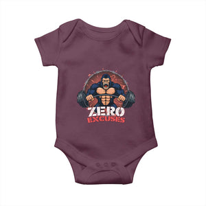 Zero Excuses Baby Onesie Gorilla Fitness Lover Gift TS12 Maroon Print Your Wear