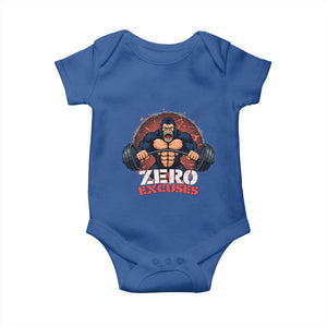 Zero Excuses Baby Onesie Gorilla Fitness Lover Gift TS12 Royal Blue Print Your Wear