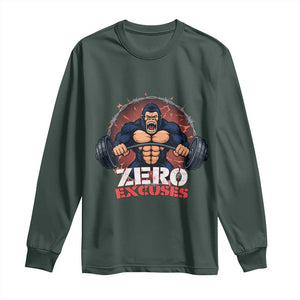 Zero Excuses Long Sleeve Shirt Gorilla Fitness Lover Gift TS12 Dark Forest Green Print Your Wear