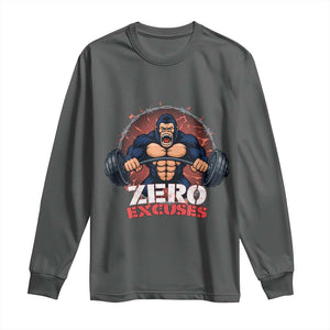Zero Excuses Long Sleeve Shirt Gorilla Fitness Lover Gift TS12 Dark Heather Print Your Wear