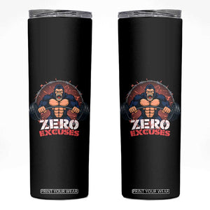 Zero Excuses Skinny Tumbler Gorilla Fitness Lover Gift TS12 Black Print Your Wear
