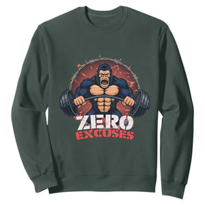 Zero Excuses Sweatshirt Gorilla Fitness Lover Gift TS12 Dark Forest Green Print Your Wear