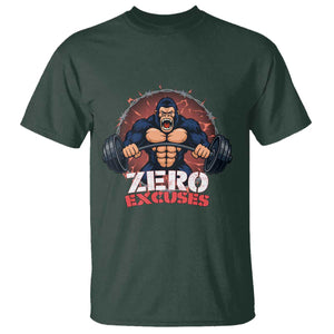 Zero Excuses T Shirt Gorilla Fitness Lover Gift TS12 Dark Forest Green Print Your Wear