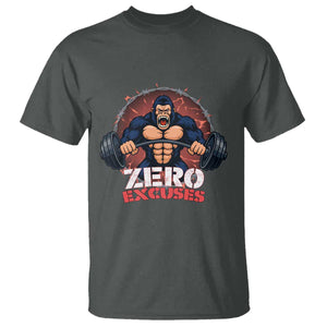 Zero Excuses T Shirt Gorilla Fitness Lover Gift TS12 Dark Heather Print Your Wear