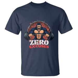 Zero Excuses T Shirt Gorilla Fitness Lover Gift TS12 Navy Print Your Wear