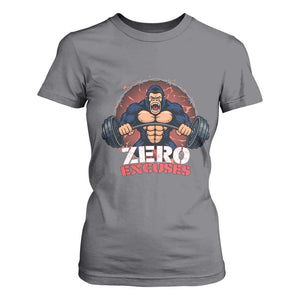 Zero Excuses T Shirt For Women Gorilla Fitness Lover Gift TS12 Charcoal Print Your Wear