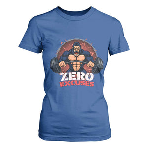 Zero Excuses T Shirt For Women Gorilla Fitness Lover Gift TS12 Royal Blue Print Your Wear
