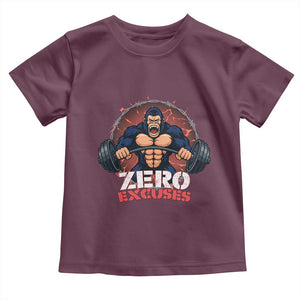 Zero Excuses Toddler T Shirt Gorilla Fitness Lover Gift TS12 Maroon Print Your Wear